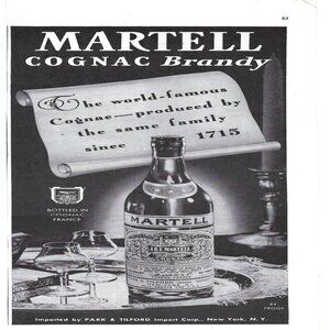 1938 Martell Cognac Brandy Famous Bottled in France Vintage Magazine Print Ad